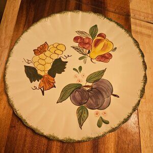 blue ridge southern potteries large round platter fruit motif hand painted